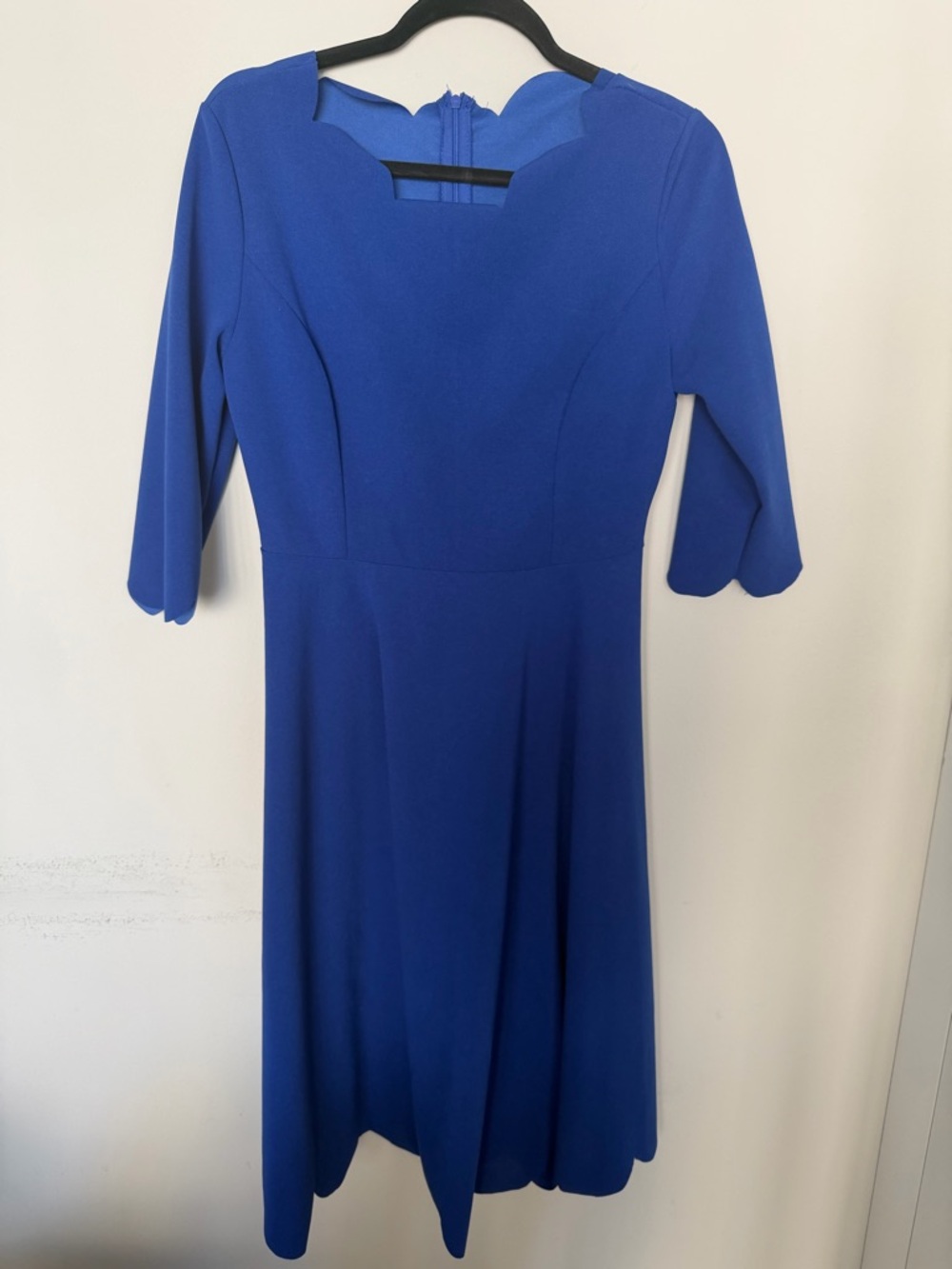 SHEIN Royal Blue Fit-and-Flare Dress with Scallop Details